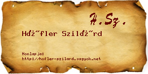 Höfler Szilárd névjegykártya